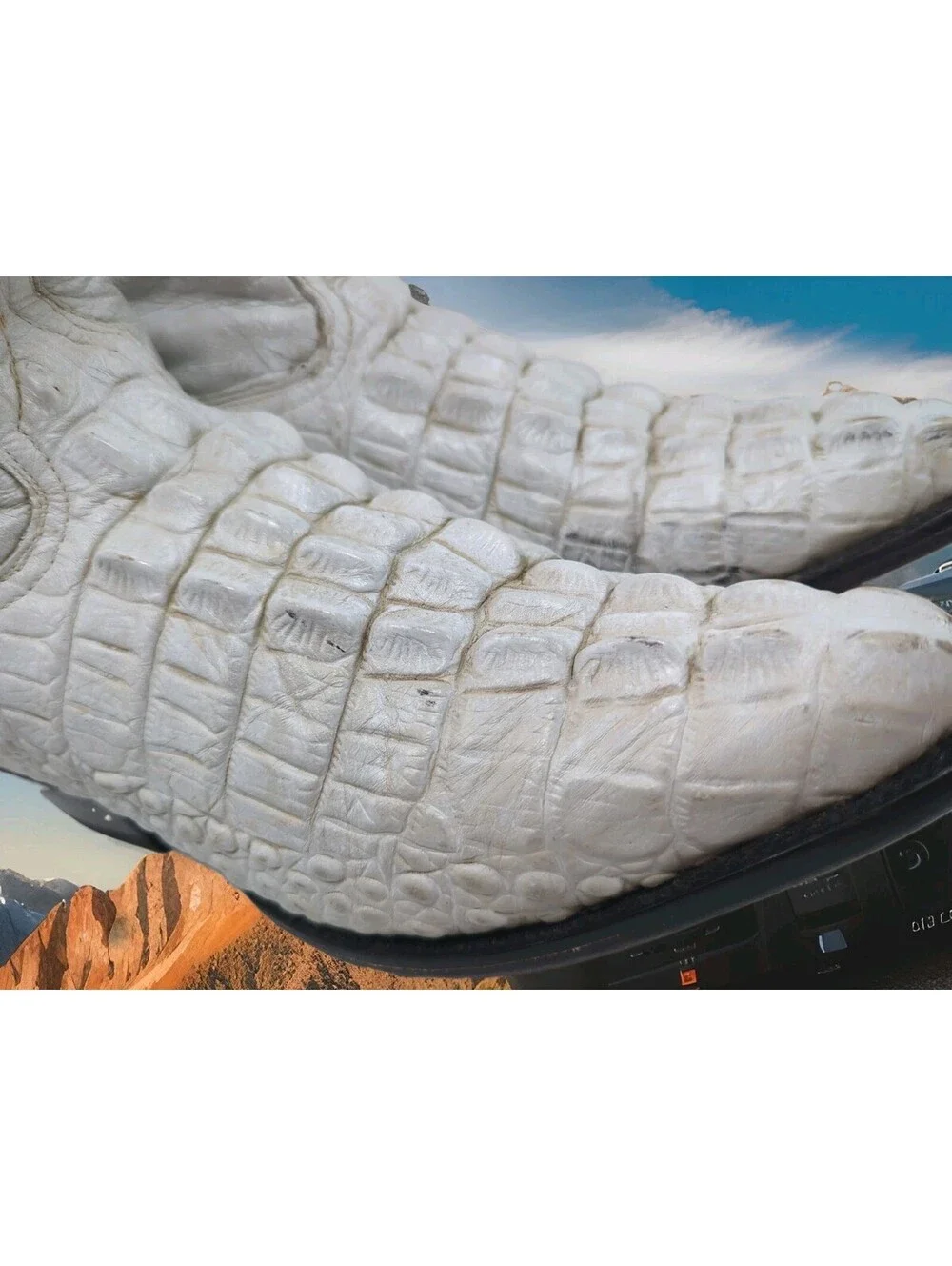 Exotic Caiman Hornback Crocodile Cowboy Boots IVORY BONE WHITE Western Mens 9.5